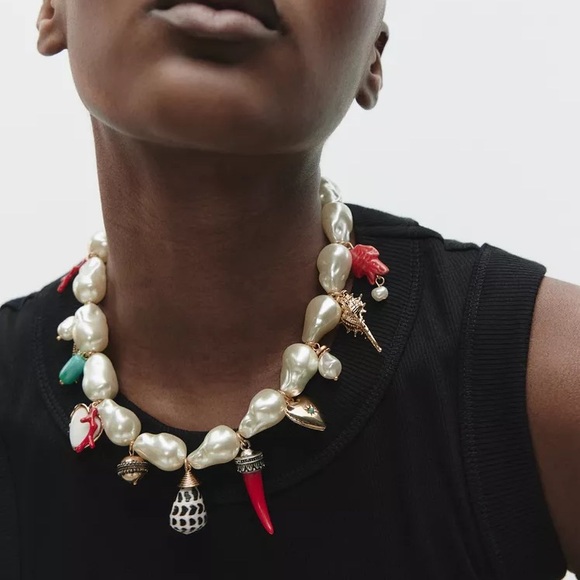 Zara Faux Pearl Charm Necklace - Picture 1 of 7